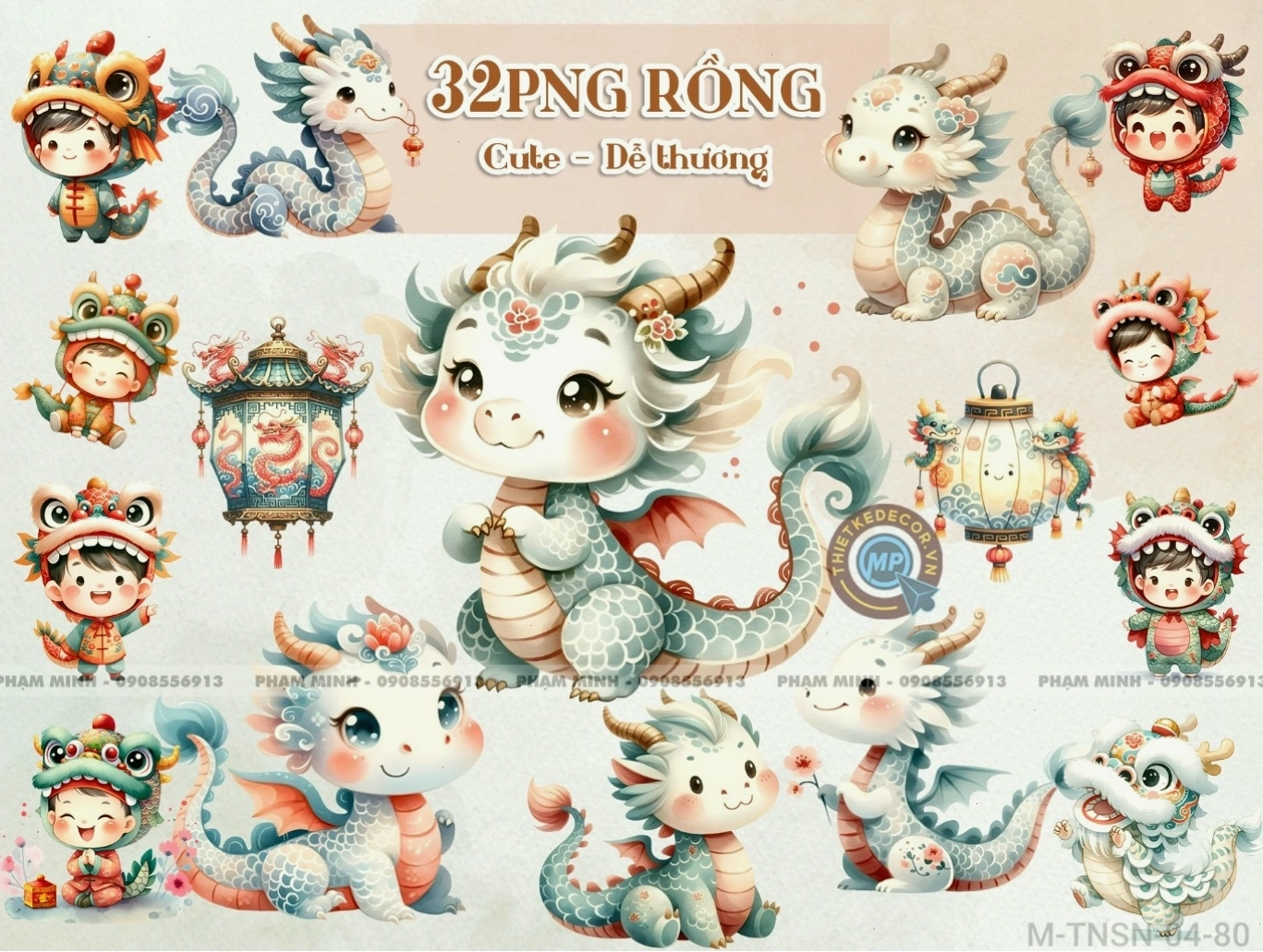 Hình ảnh chú rồng con chibi màu xanh đáng yêu với đôi mắt to tròn