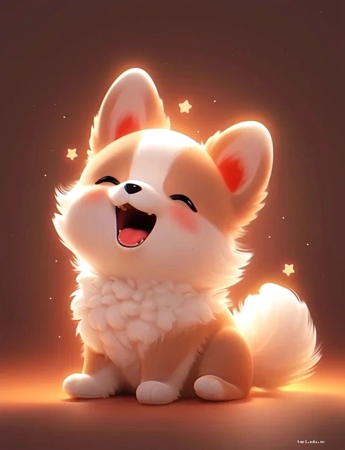 Hình ảnh dễ thương chó chibi đang cười