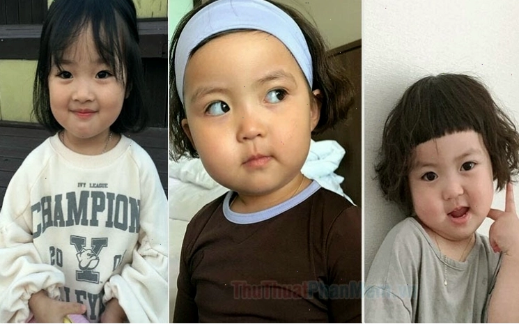 Hình ảnh em bé gái Hàn Quốc với đôi mắt to tròn và nụ cười đáng yêu
