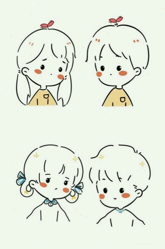 Hình ảnh nhân vật chibi với đôi mắt to tròn và biểu cảm đáng yêu