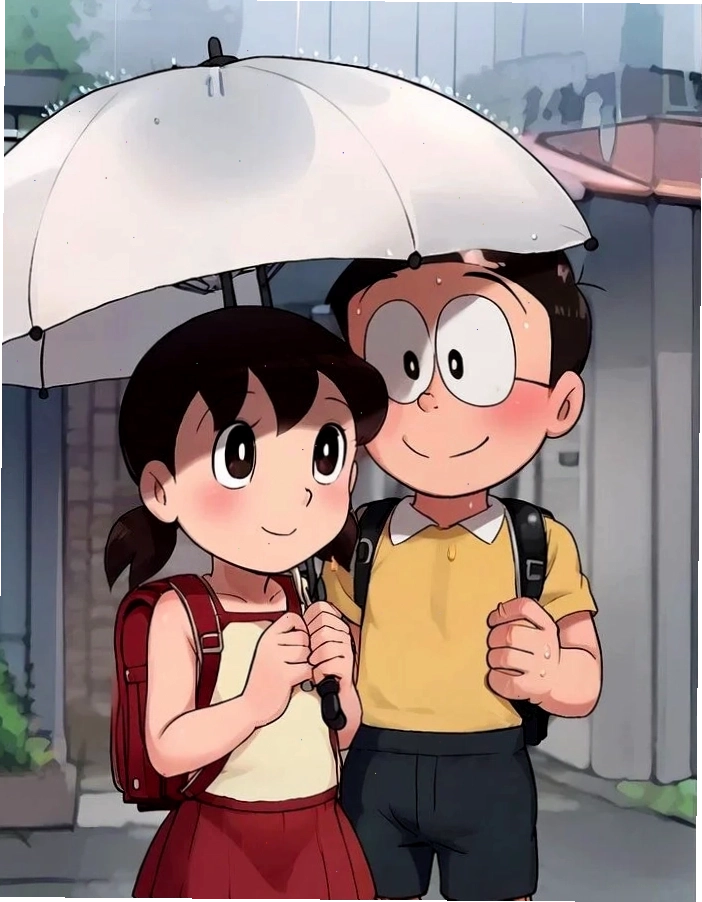 Hình ảnh Nobita và Shizuka ngầu phiên bản chibi