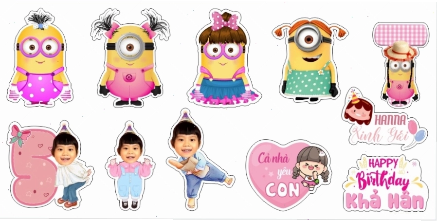 Hình chibi ghép mặt bé trai trang trí cho bữa tiệc sinh nhật