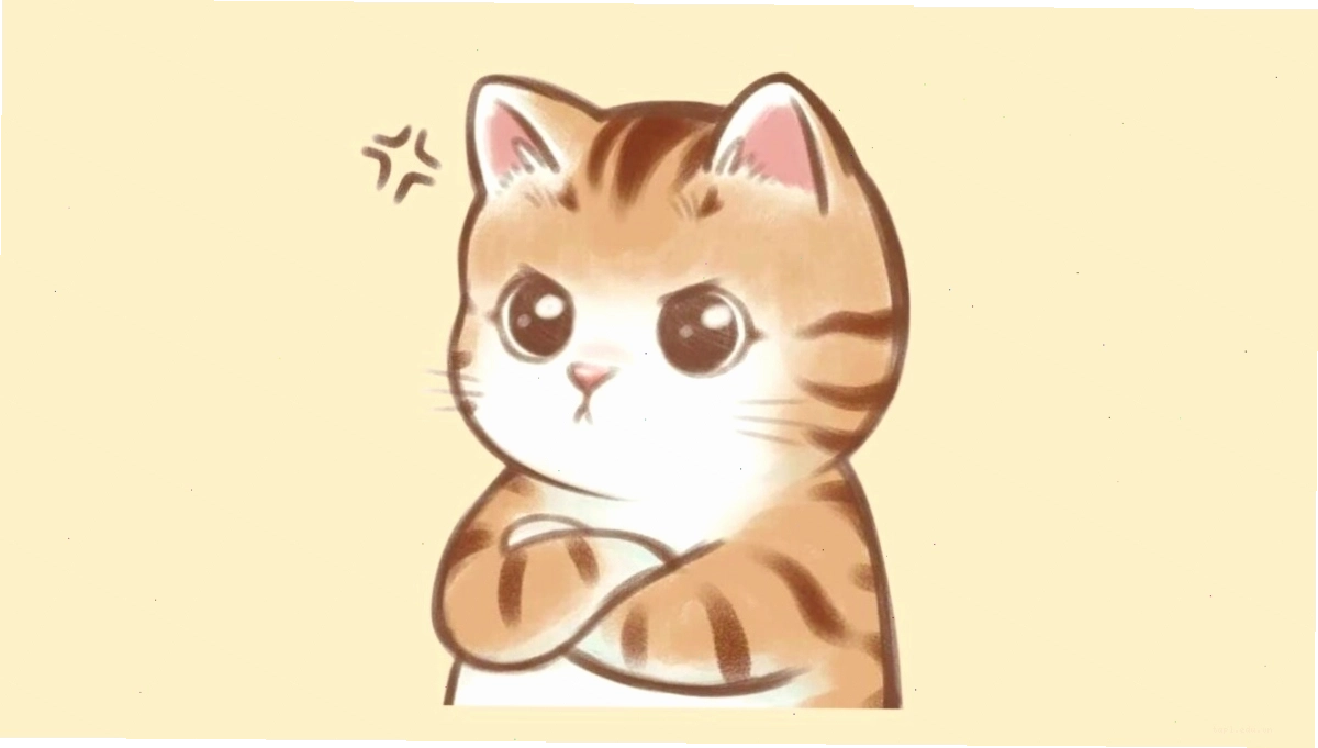 Hình mèo chibi đang liếm láp