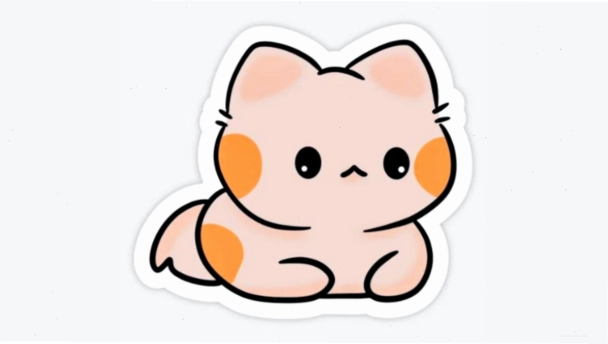 Hình mèo chibi mập ú với màu sắc tươi sáng