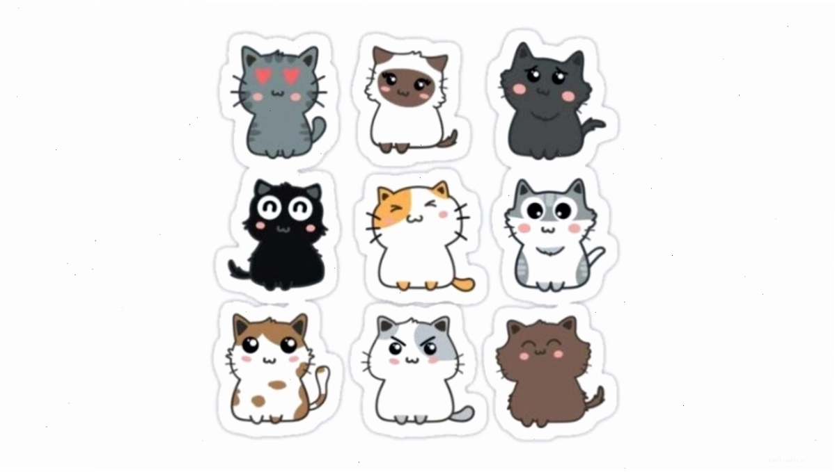 Hình mèo chibi với trang phục ngộ nghĩnh