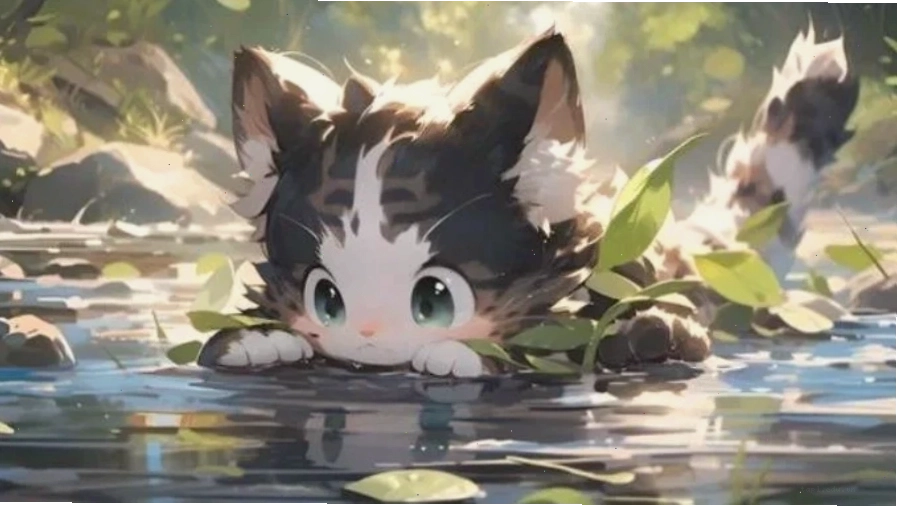 Hình nền anime với gam màu sáng và nhân vật hoạt hình dễ thương