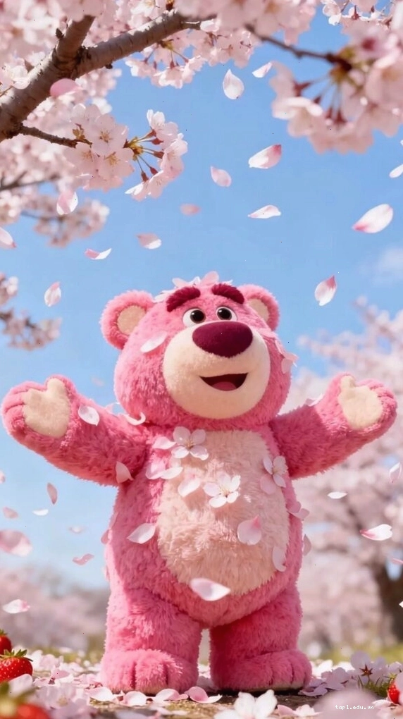 Hình nền gấu cute tung tăng giữa trời xuân