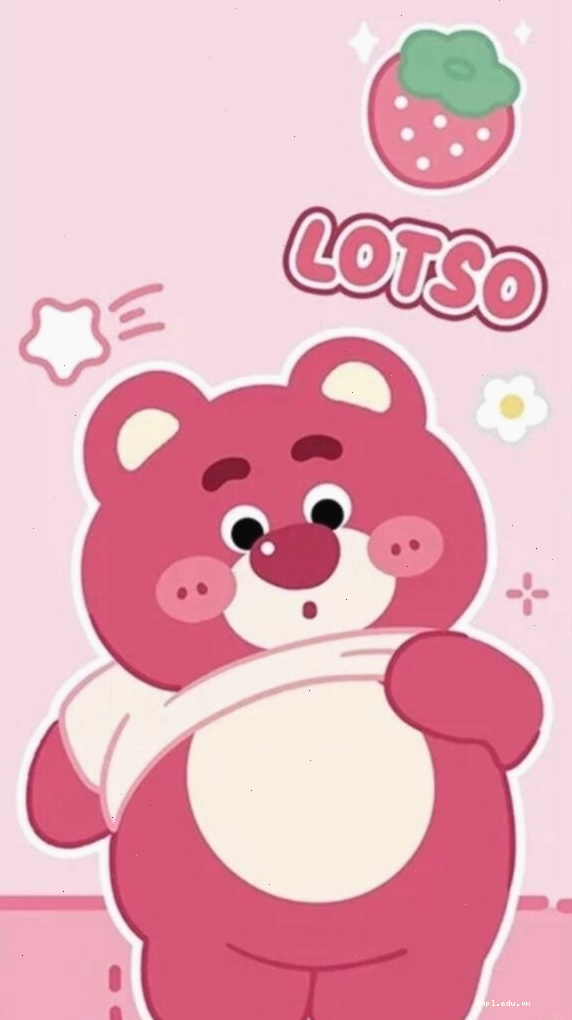 Hình nền gấu dâu hoạt hình phong cách kawaii