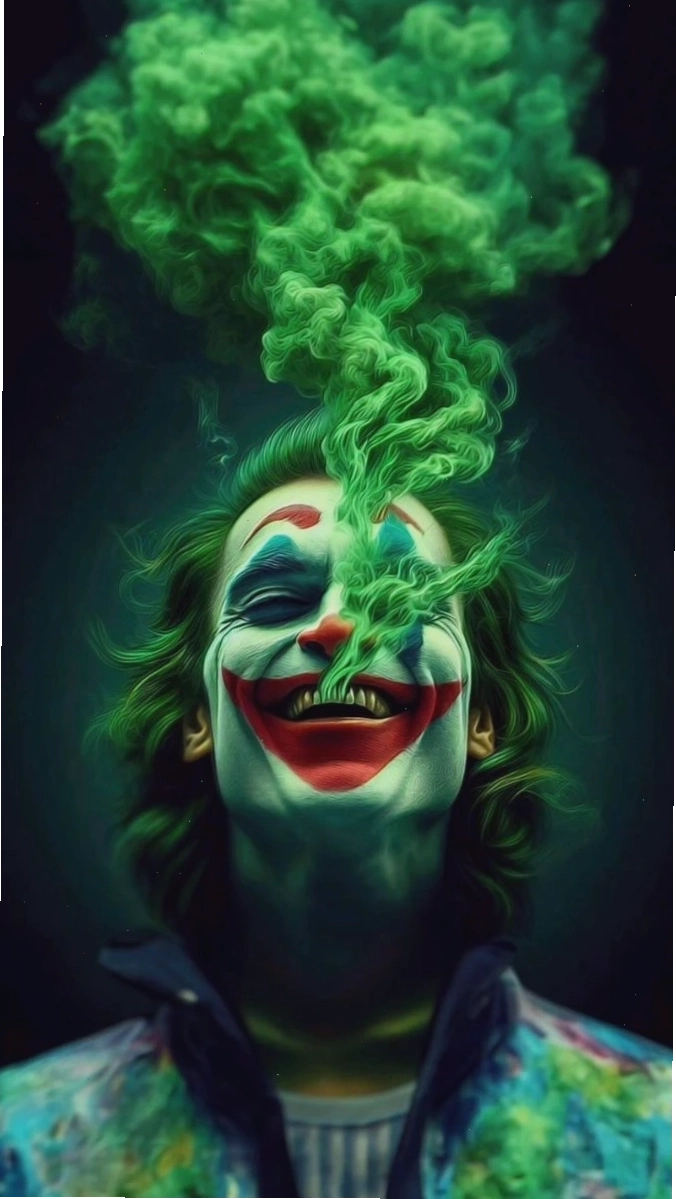 Hình nền Joker trên nền đen, tập trung vào biểu cảm khuôn mặt