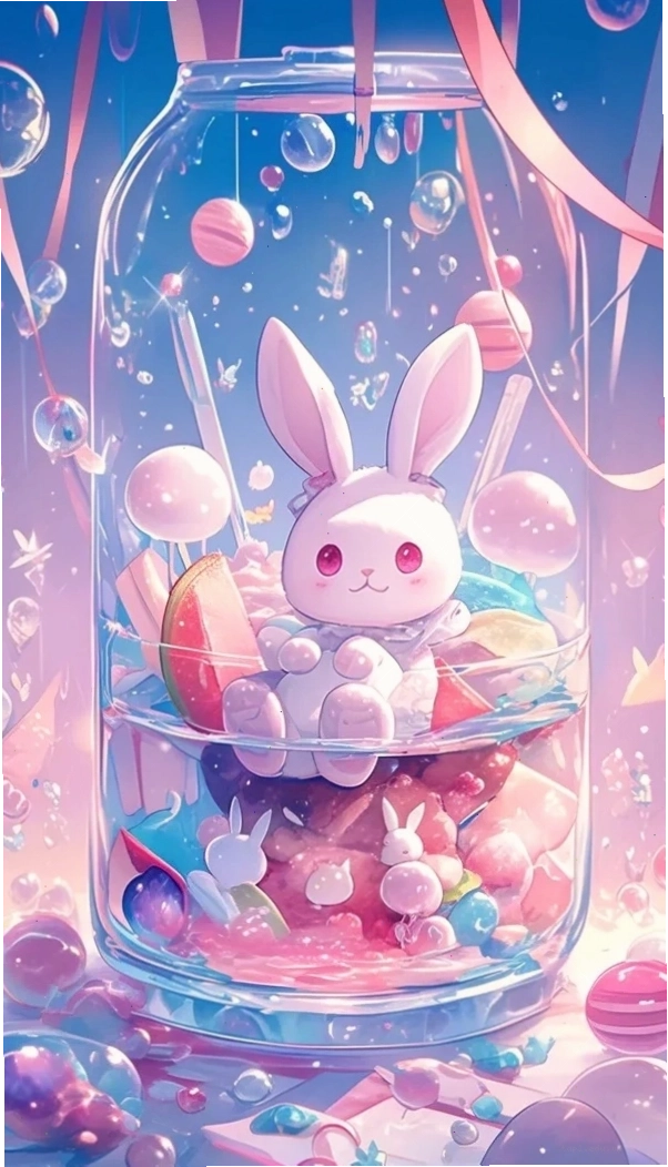 Hình nền máy tính với thỏ chibi