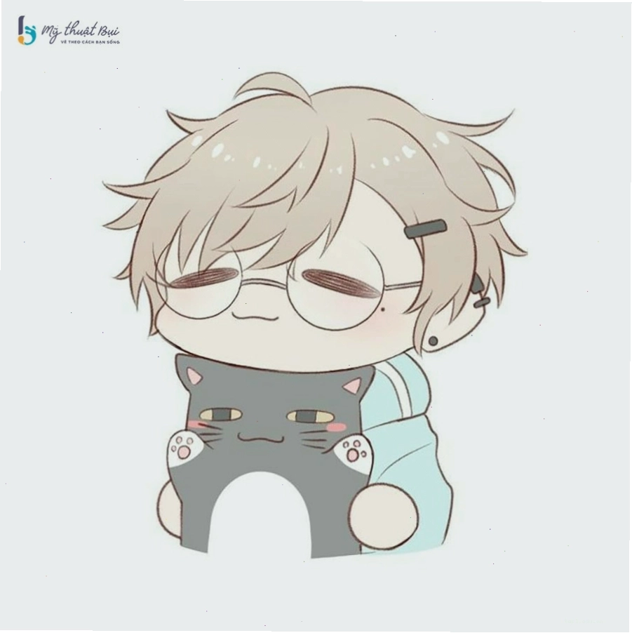 Hình vẽ chibi nam với nụ cười tươi tắn