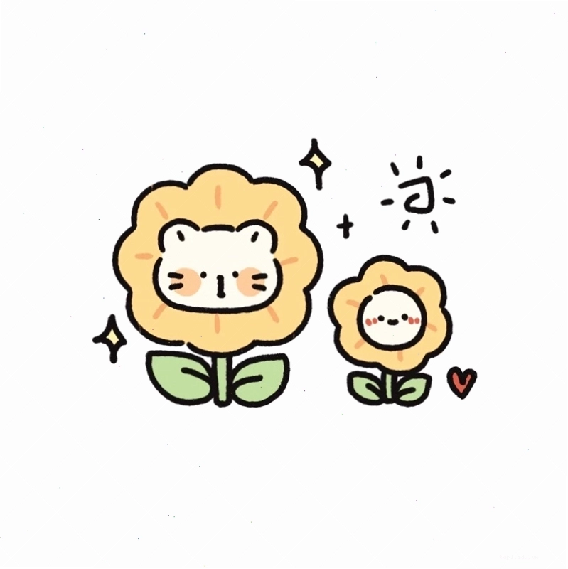 Hoa hướng dương chibi đang ôm một trái tim
