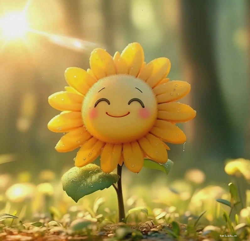 Hoa hướng dương chibi đội mũ beret