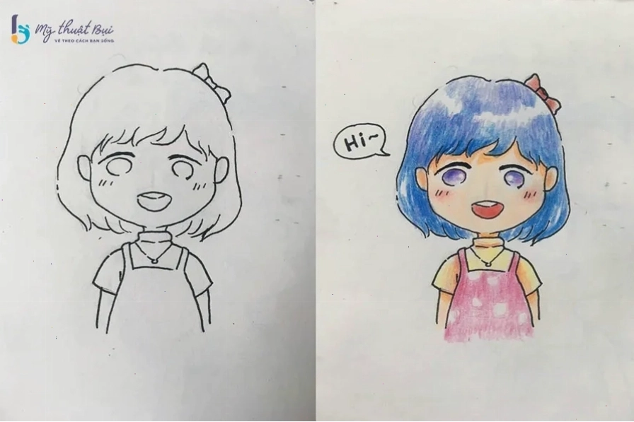 Hoàn thiện tô màu cho nhân vật chibi nữ
