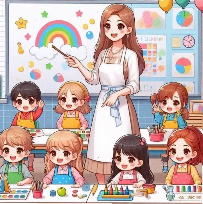 Hướng dẫn vẽ cô giáo và học sinh chibi