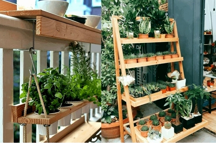 Kệ chữ A trồng cây ban công độc đáo và tiết kiệm diện tích