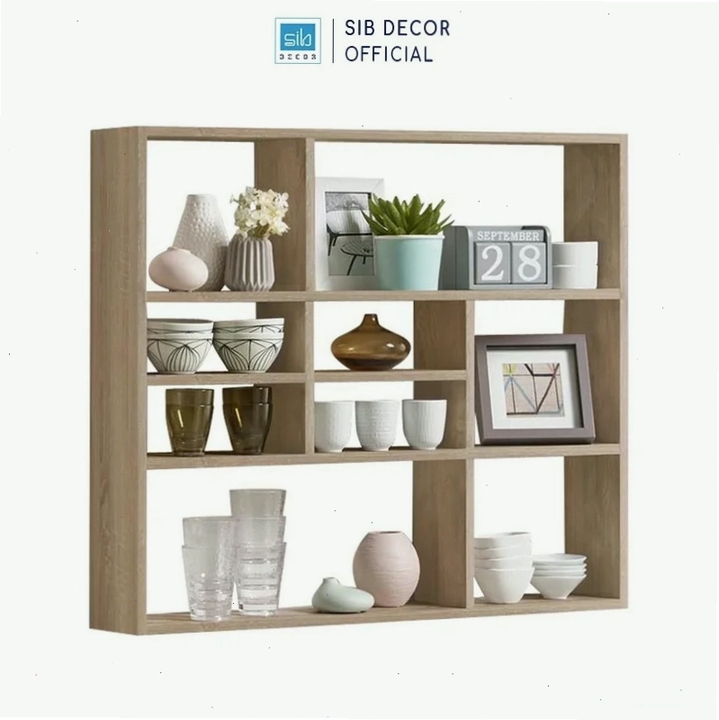 Kệ sách treo tường bằng gỗ có thể để bình gốm, chậu cây, khung ảnh