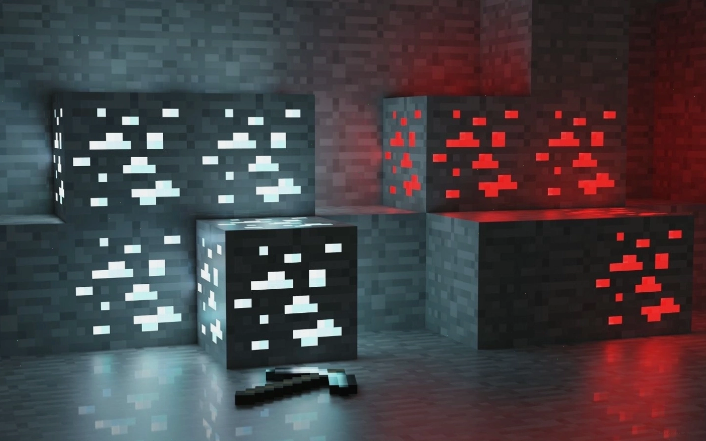 Khám phá vẻ đẹp của quặng Redstone và than trong đêm