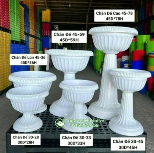 Kích thước chậu ly nhựa có chân đế tròn