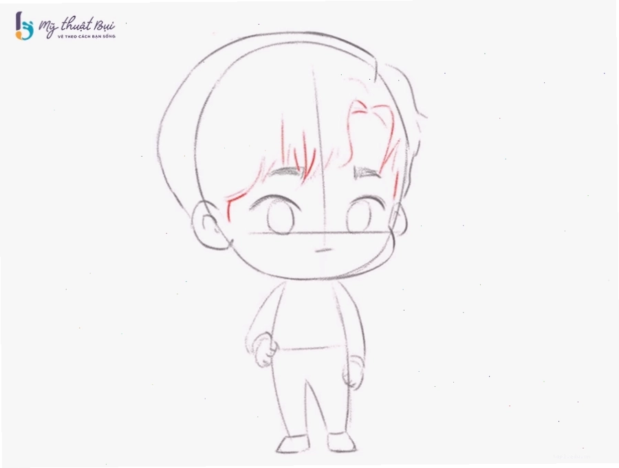 Kiểu tóc và trang phục đơn giản cho nhân vật chibi nam