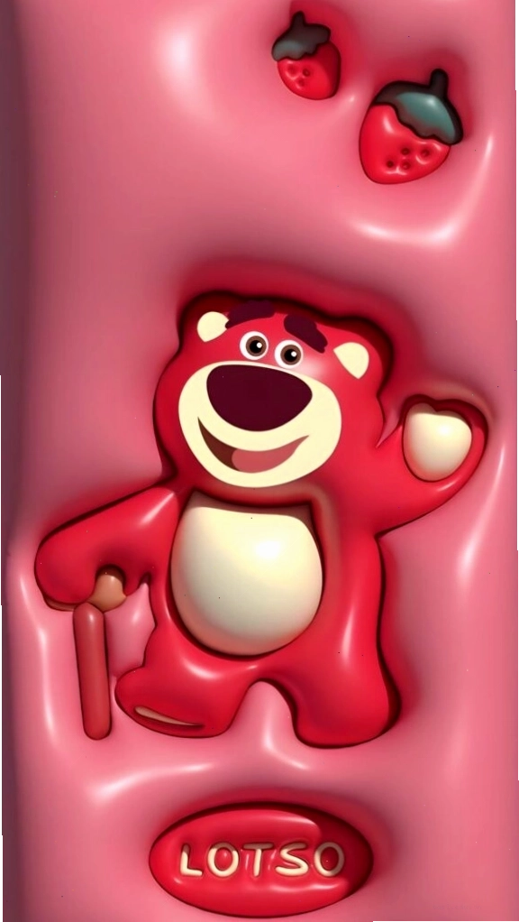Lotso 3D nổi bật trên nền hồng bóng