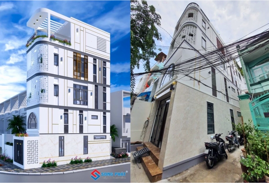 Mặt tiền nhà sử dụng gạch bông gió mang lại vẻ đẹp hiện đại và thoáng đãng