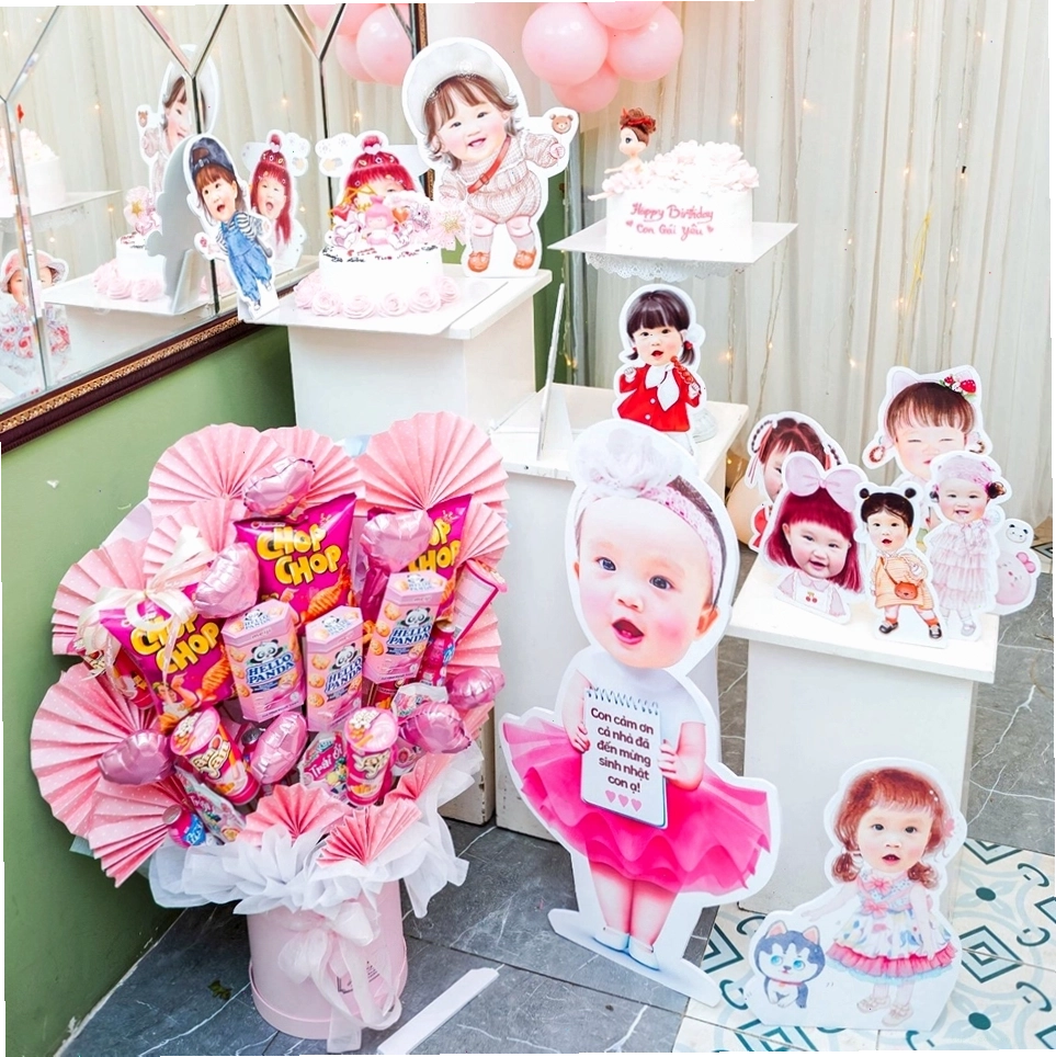 Mẫu chibi đáng yêu dùng để trang trí tiệc sinh nhật cho bé