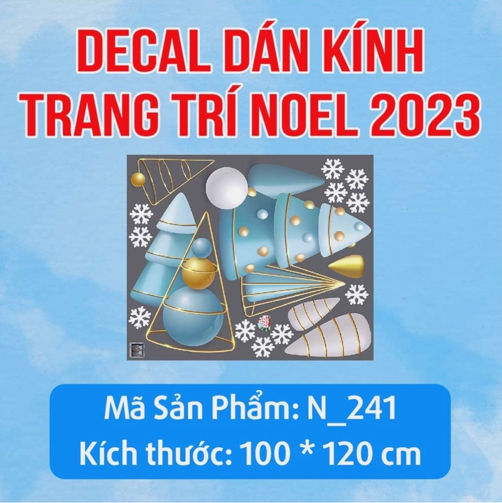 Mẫu decal ông già Noel và xe tuần lộc trên nền tuyết