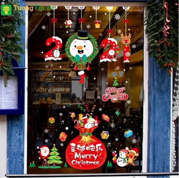 Mẫu decal trang trí Noel với họa tiết ngôi sao