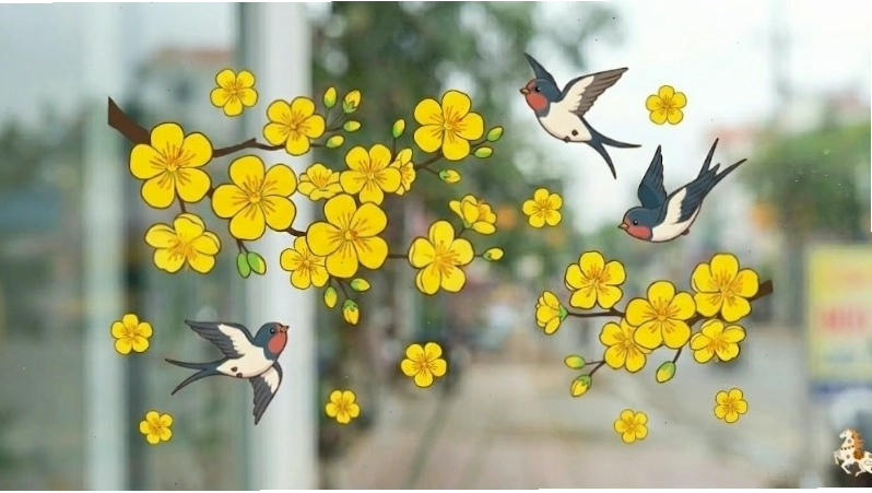 Mẫu decal trang trí Tết với hình ảnh 9