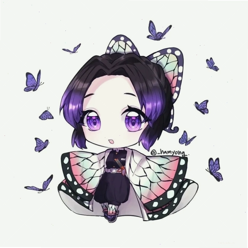 Mẫu vẽ Shinobu chibi cute dễ thực hiện cho fan