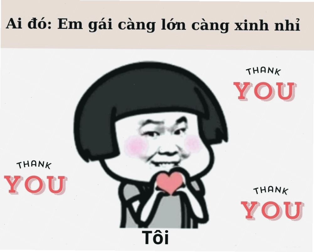 Meme cảm ơn thả tim
