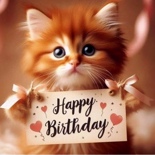 Mèo dễ thương trong meme happy birthday