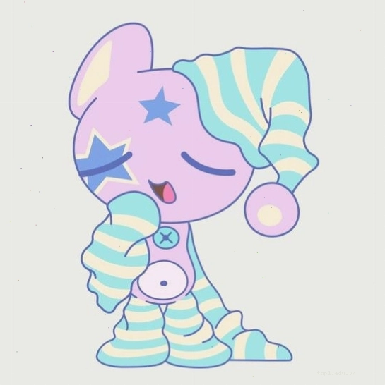 Nhân vật anime buồn ngủ phong cách chibi mặc đồ ngủ