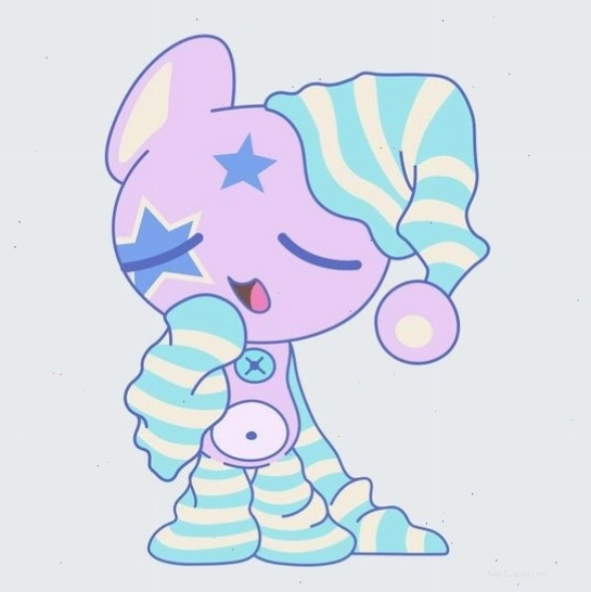 Nhân vật anime nữ chibi buồn ngủ trong bộ đồ ngủ