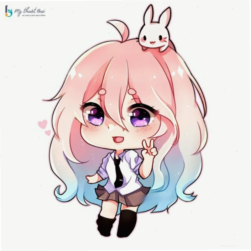 Nhân vật anime nữ chibi với đôi mắt to tròn biểu cảm