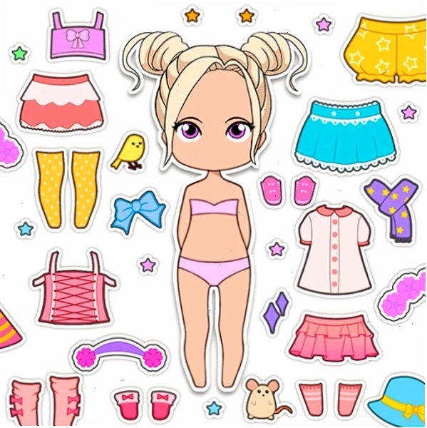 Nhân vật chibi dễ thương với trang phục và phụ kiện ngộ nghĩnh
