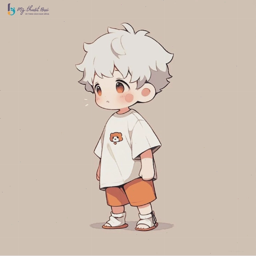 Nhân vật chibi nam với trang phục học sinh