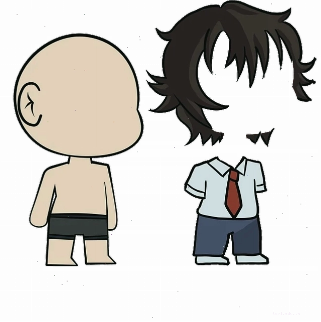 Nhân vật cô gái chibi với biểu cảm vui vẻ