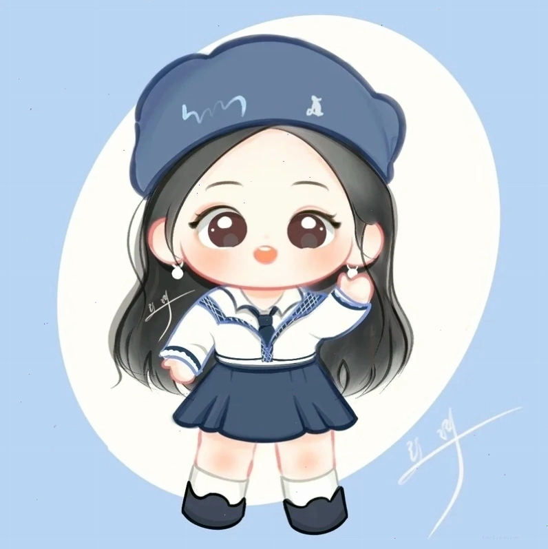 Nhân vật nữ chibi với biểu cảm dễ thương