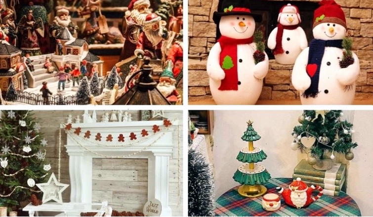 Nhiều hình cây thông Noel chibi được cắt dán trang trí