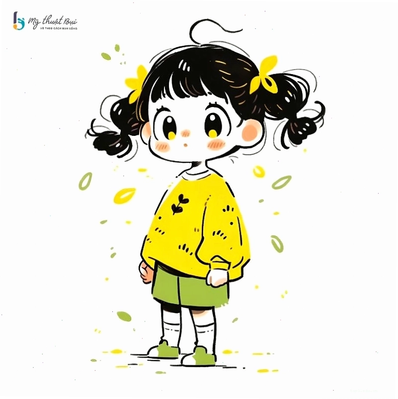 Phác thảo cấu trúc đầu và thân cho nhân vật chibi nữ