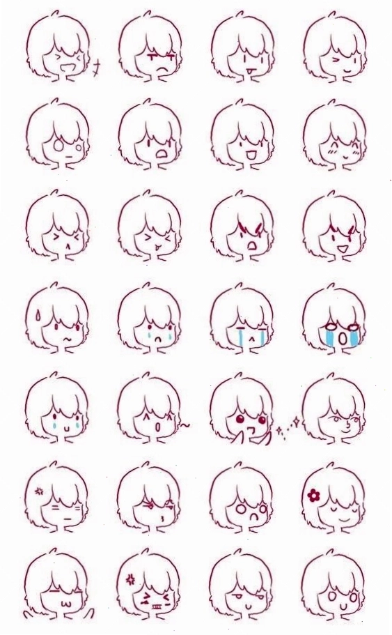 Phác thảo đầu nhân vật chibi với tỷ lệ lớn và tròn trịa