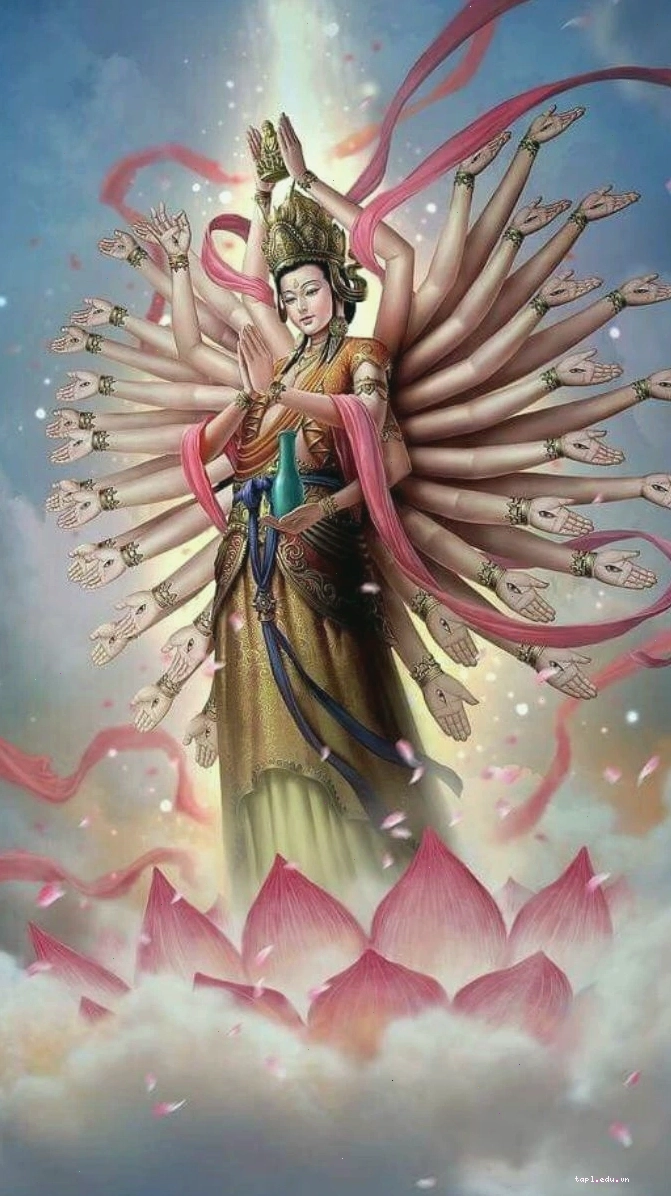 Phật bà nghìn mắt nghìn tay với hoa sen