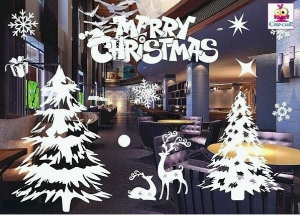 Phụ kiện dán decal trang trí noel lên kính