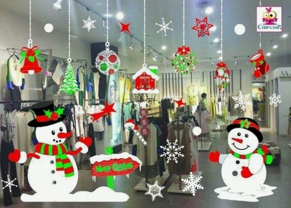 Phụ kiện dán decal trang trí noel lên kính