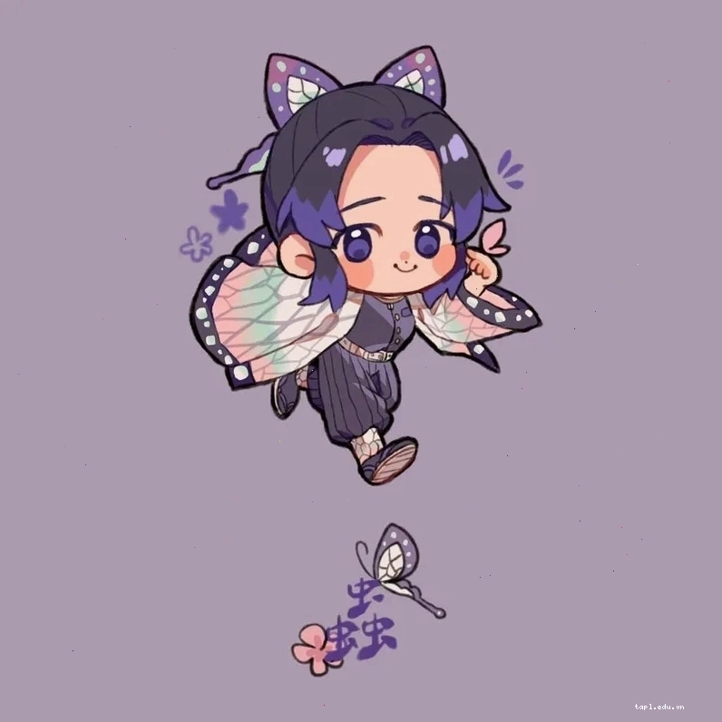 Shinobu chibi cute với nụ cười rạng rỡ