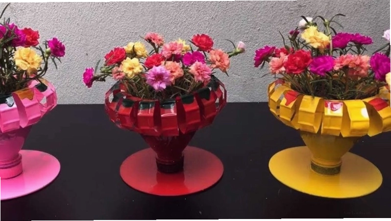 Tái chế chai nhựa thành chậu hoa độc đáo