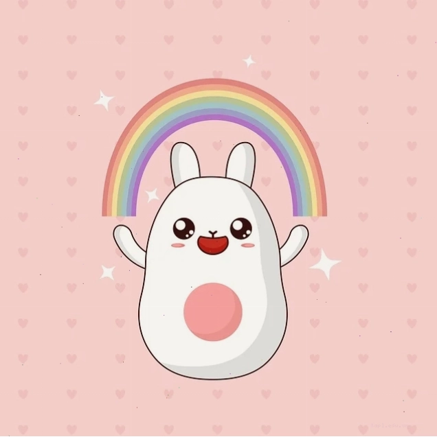 Thỏ chibi dễ thương với màu sắc cầu vồng ngọt ngào