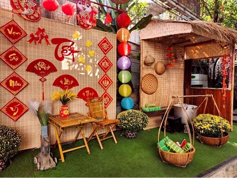 Trang trí tiểu cảnh Tết ngoài trời cho khu du lịch, khu vui chơi